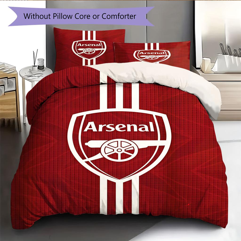 Arsenal Pattern Bedding Home Decoration Birthday Gift ( 1 Duvet Cover + 2 Pillowcase, Without Core),fan Merchandise.