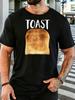 Unisex Crew Neck Tee Vintage Toast Bread Text Print Short Sleeve Top Food Theme Summer Daily Outdoor Loose Soft Casual Basic Wear