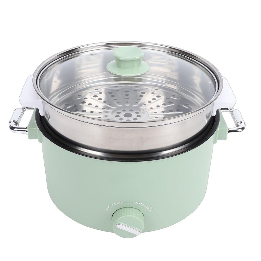 Pentola Elettrica Calda 800W 3L Grado Alimentare Rivestimento Antiaderente Multifunzione Fornello Elettrico con Cestello per Vapore per Bistecca Riso