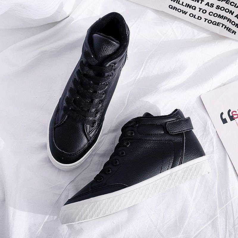 Fleece thickened high-top canvas shoes for women's winter students, Korean version of versatile flat bottom 2025 new thermal cotton shoes for women