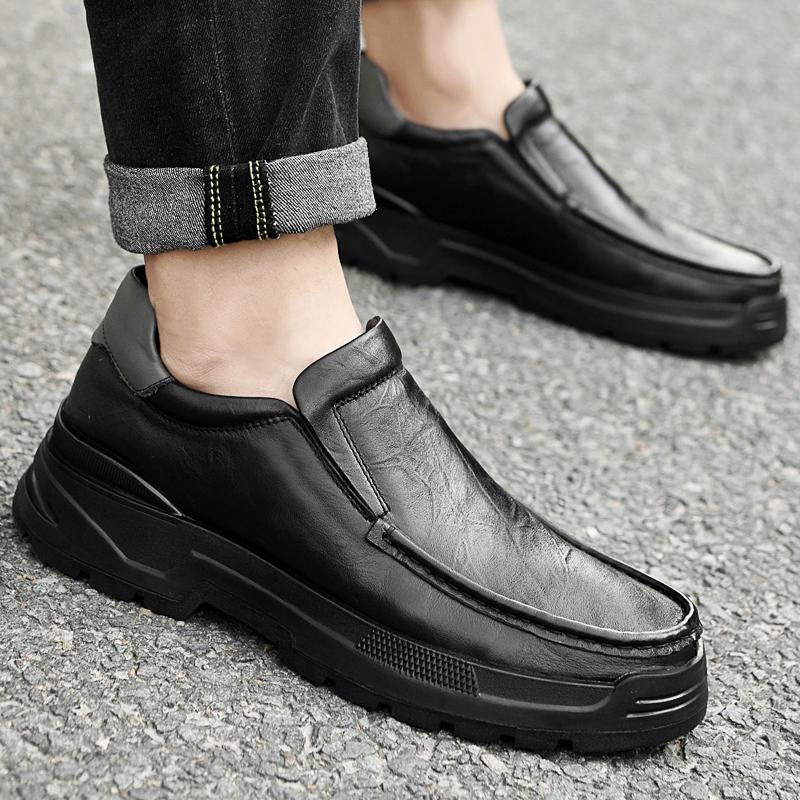 Fashion Luxury Brand Fashion Loafers Men Slip-on Genuine Leather Dress Flats Business Leather Shoes Flat Shoes Breathable Casual Shoes
