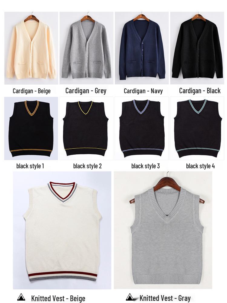 Japanischer Herbst/Winter V-Ausschnitt JK Cardigan: Pullover im Akademiker-Stil mit langen Ärmeln