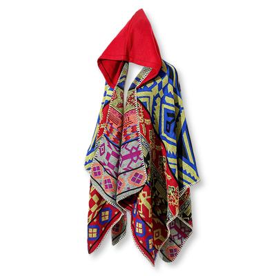 Hooded Outdoor Everyday Cold Protection Cloak, Blanket, 135x150cm, Poncho, Cape, Stole, Throw, Unisex, Loungewear, Wear, (Red)
