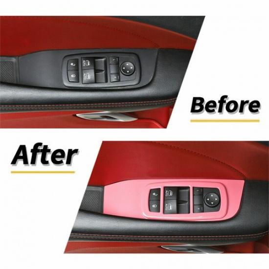 Pink Door Window Lift Button Trim Panel Decor Panel Cover for Dodge Challenger