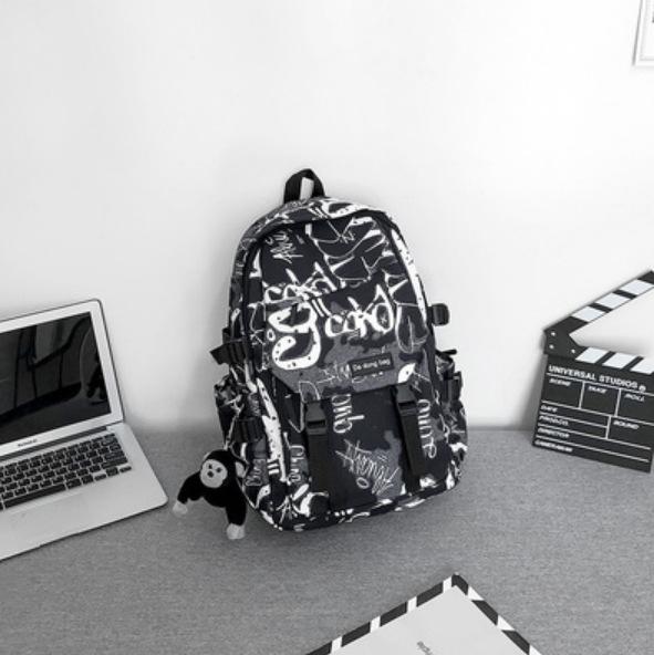 Schulrucksack trendige Marke Rucksack Herren Ins trendig cool große Kapazität Graffiti Rucksack Schüler Pendler Schulrucksack College-Studenten Reise Rucksack