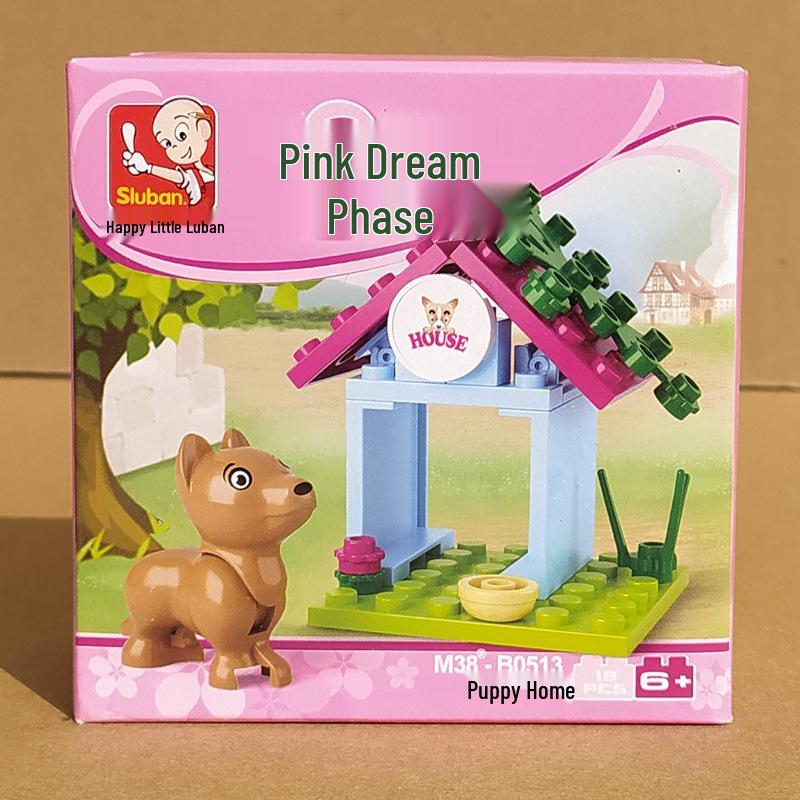 Xiao Luban Pink Dream Romantic Town Restaurant Model Building Set for Girls