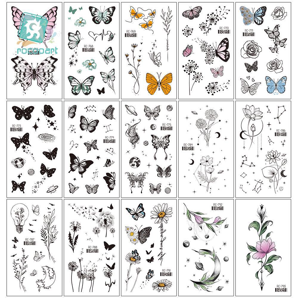 Butterfly Tattoo Stickers: Small, Fresh, Waterproof, Retro Black & White, Temporary Hand Designs