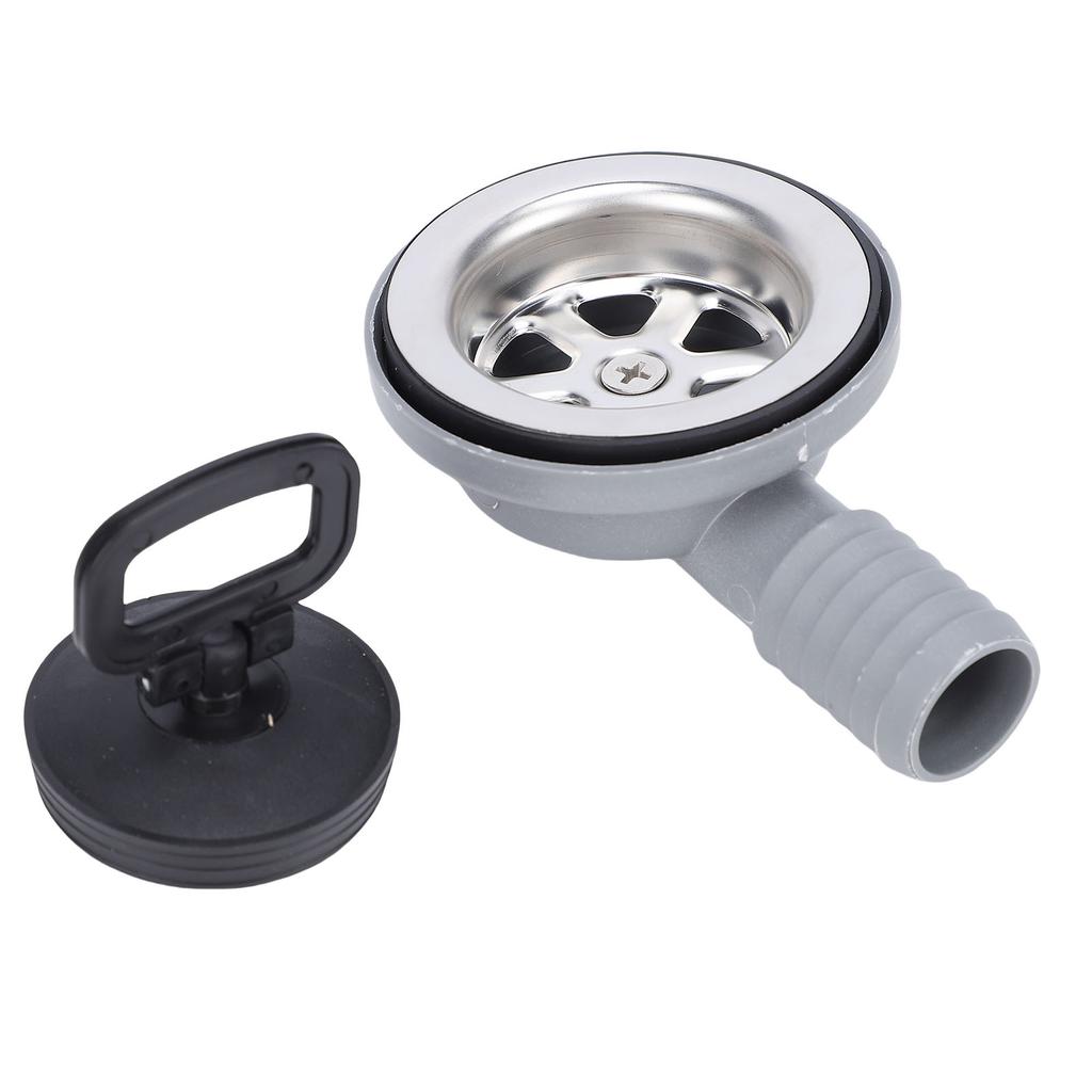 Marine Sink Drain 70mm Right Angle Double Layer Filtration 52-65mm Installation Aperture Boat Sink Drain with 1.5m Downpipe