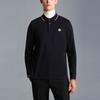 Moncler FW22 Uni Logo-Aufnäher Baumwolle Langarm Poloshirt Herren Poloshirts Marineblau H20918B701008455677X