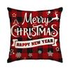 1/4Pcs Red Checkered Christmas Pillowcases, Christmas Tree Santa Claus Reindeer Design Cushion Covers, Christmas Decorations