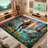 Dinosaur Theme Soft Crystal Velvet Rug Custom Name & Text Print Non Slip Floor Rug for Bedroom Living Room