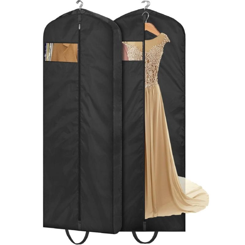 Garment Cover for Closet Organization, Breathable Hanging Storage Bag with Zippered Design and Carry Hooks for Gowns, Dresses, Dust Protections 2PCS
