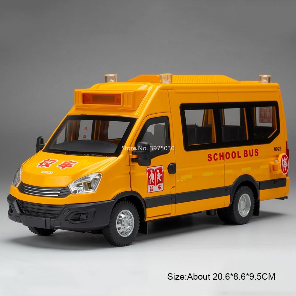 1:24 Schoolbus Auto Speelgoed Modellen Legering Diecast Deuren Openbaar Wielen Sturen Miniatuur Ambulance Voertuigen Modellen Binnen Display