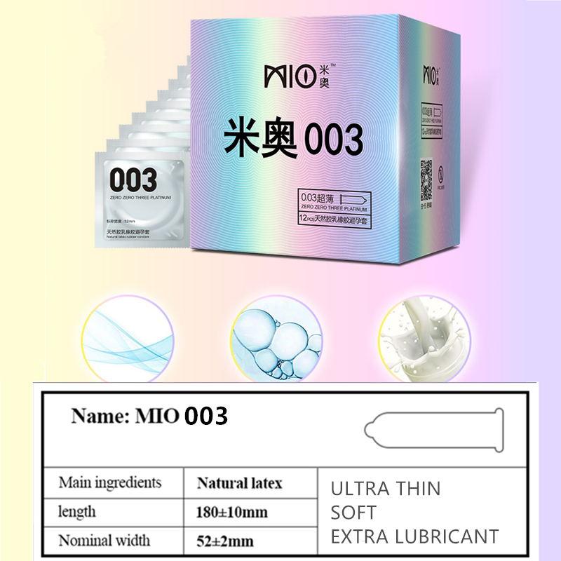 MIO Condoms Ultra Thin Lubricanting Natural Latex Smooth Cock Penis Sleeves Condoms
