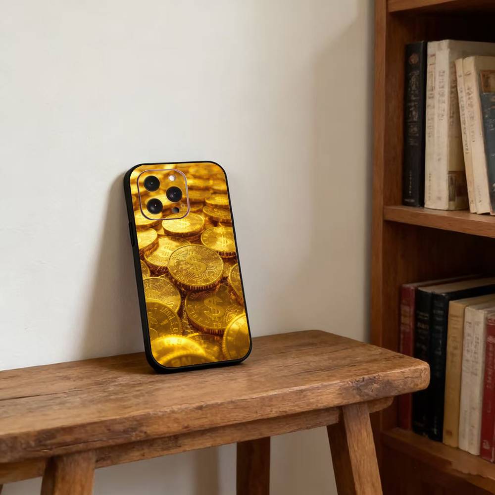 Money Gold Art Phone Case For iPhone17,16,15,14,13,12,11 Plus,Pro Magnetic For Magsafe Wireless Charging