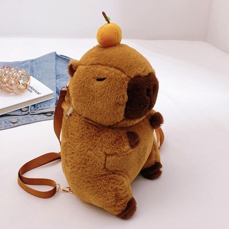 Kreativer Capybara Plüsch Rucksack Niedliche Umhängetasche Für Kinder Teenager Und Erwachsene Weiche Crossbody Taschen Schultasche Geschenk