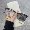 New Retro Men's Ultra-light Half-frame Anti-blue Light Color-changing Glasses, Ruffian Handsome Technical Men Can Be Equipped with Degree Myopia
