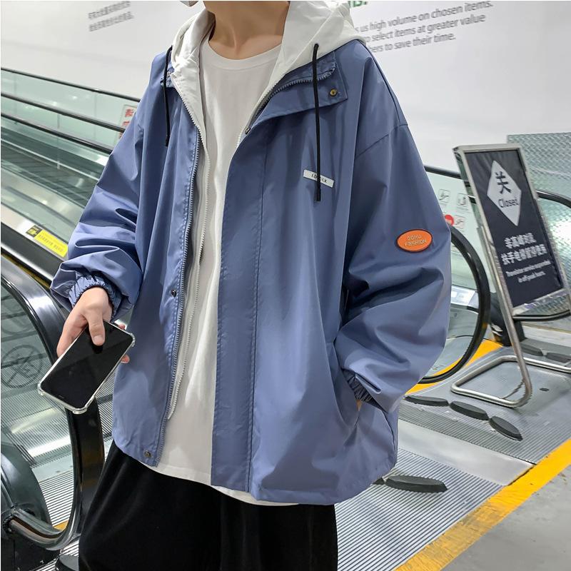 New Spring and Autumn Holiday Two-Piece Hooded Work Jacket Men's Trendy Large Size Clothes Couple Hong Kong Style Jacket