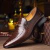 Crocodile Men's Leather Shoes Plus Size Low Top Men's Casual Leather Shoes Embossed Leather Shoes