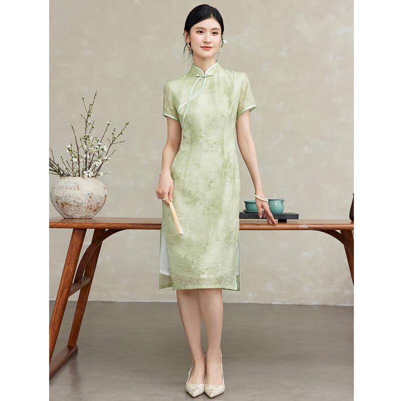Green Floral New Chinese Style Cheongsam Dress