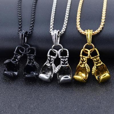 Stylish Men Boxing Glove Pendant Chain Necklace Fitness Sports Jewelry Gift Jewelry Decor