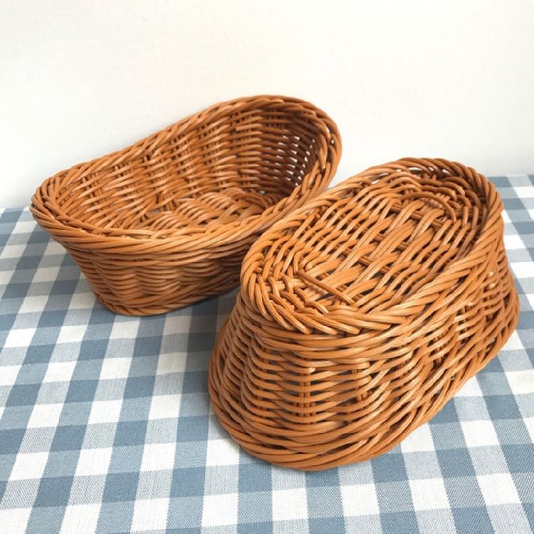 Brotkorb Gewebt Oval Obstkorb Tablett Lebensmittel Servierhalter für Gemüse