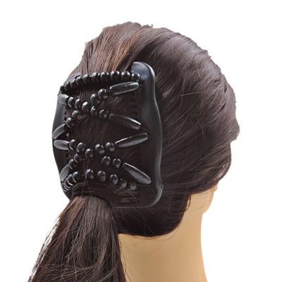 1/4Pcs Women Wooden Beaded Hair Combs Handmade Stretch Double Side Clips Salon Combs Bun Maker Hair Accessories