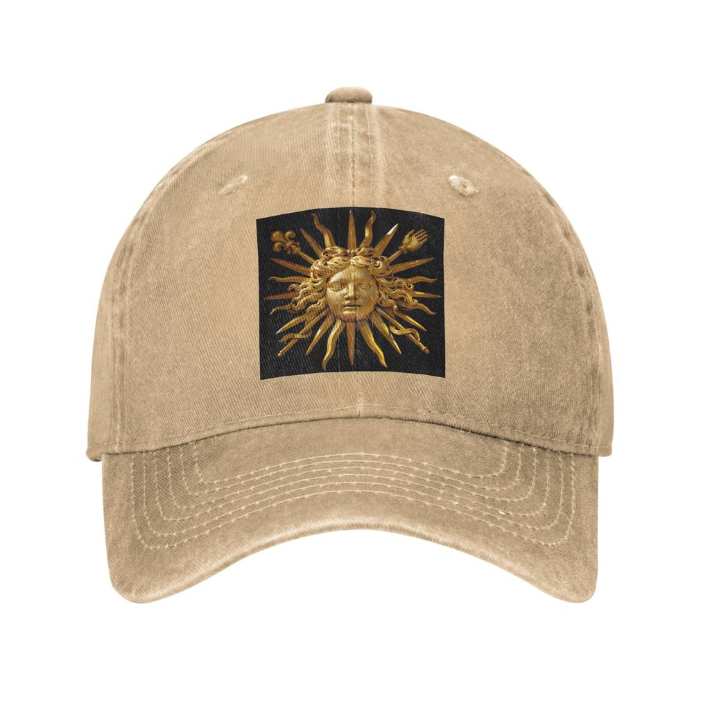Symbol of Louis XIV the Sun King Denim Fabric Cap Casual Baseball Caps Adjustable Hat Summer Unisex Baseball Hats