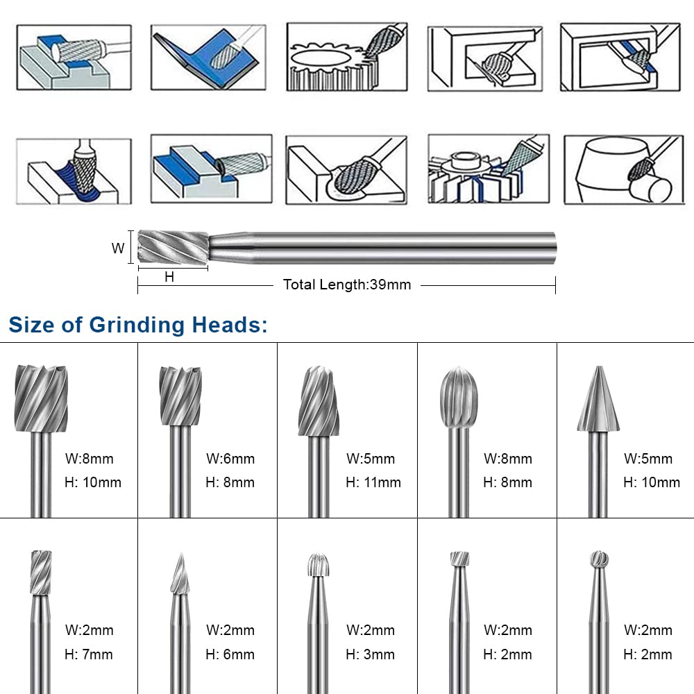 New 10pc HSS Woodwork Rotary File Handmade DIY Electric Grind and Grinding Head Engrave Mill Cutter Natural Color Drill Bit Set