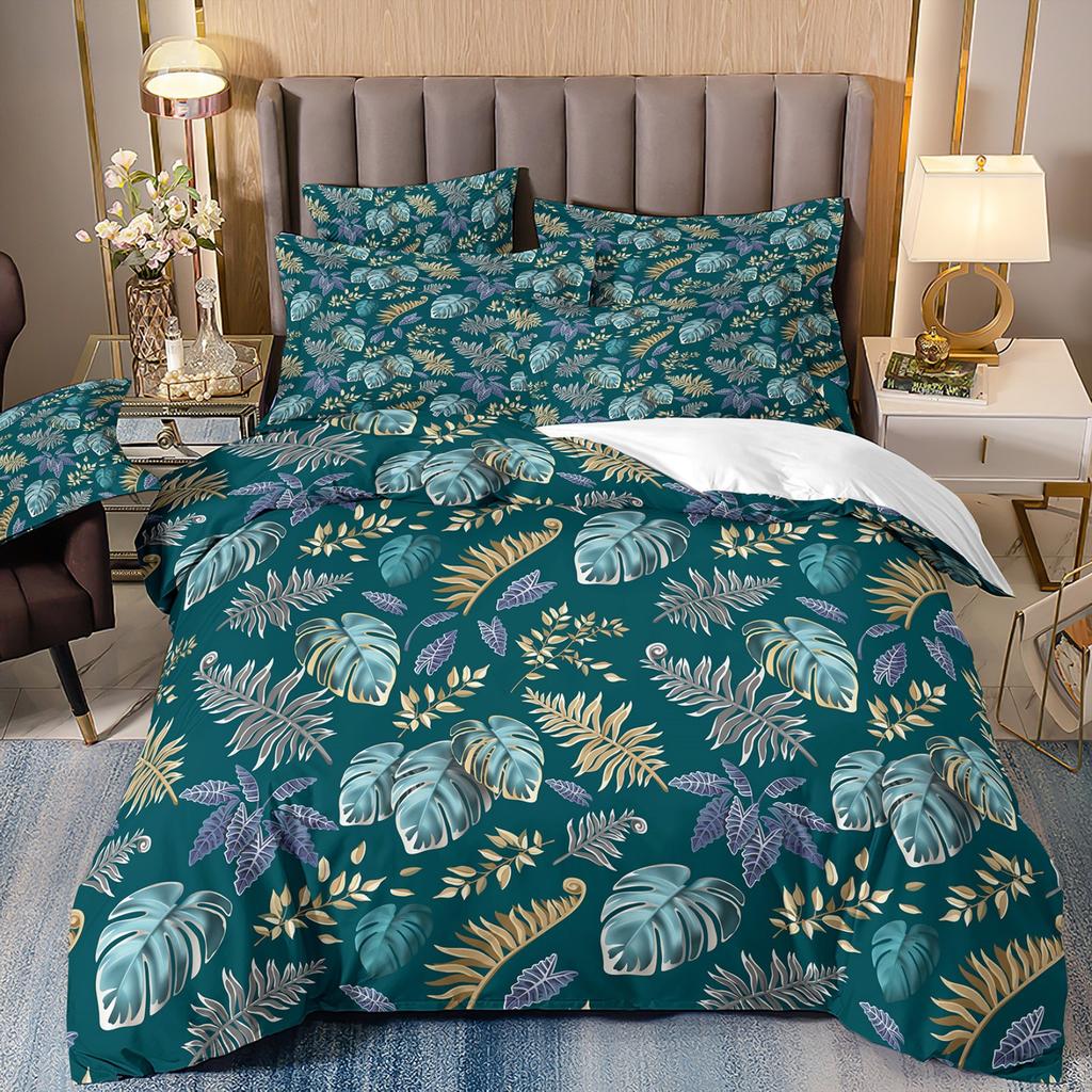 3D Digital Printing Luxury Plant Flower Quilt Cover Three-Piece Pillowcase Bedding