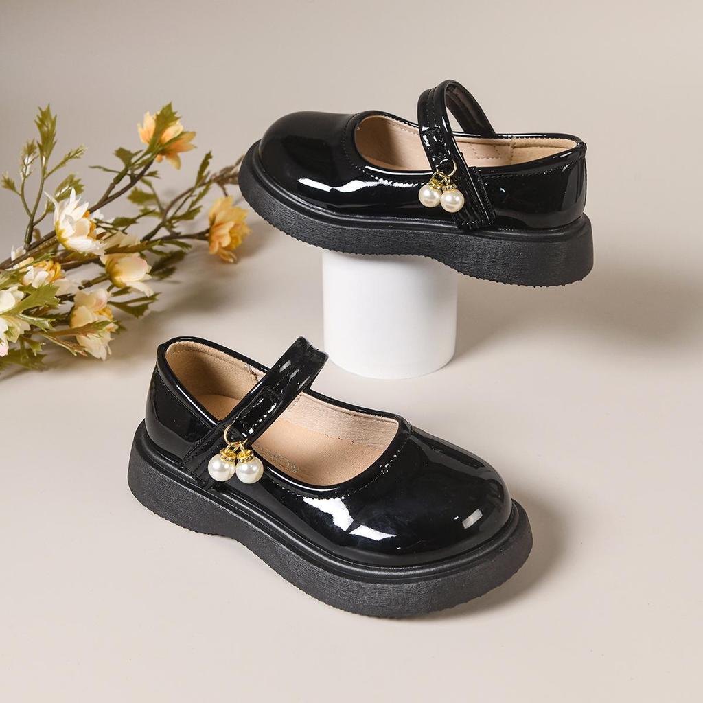 Girls' Black Leather Mary Jane Shoes - Soft Sole, Stylish for Spring/Autumn, Perfect for Performances