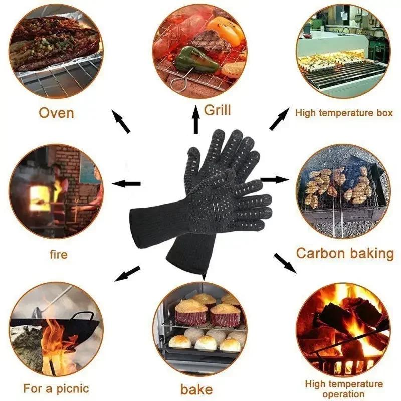 High Temperature Resistant BBQ Gloves Heat Insulation 800 Degree Microwave Oven Gloves Flame Retardant Heat-resistant Gloves