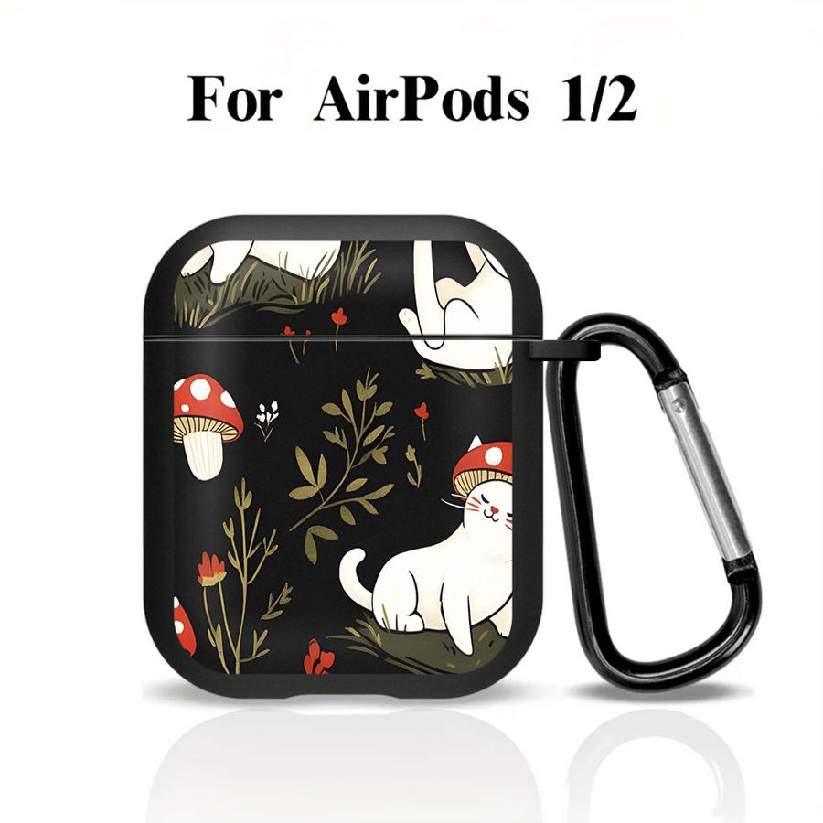 Cute Cat Wearing Mushrooms Earphone Cases Cover Case For Airpods 1 2 Pro3 3 Pro2 Pro 4
