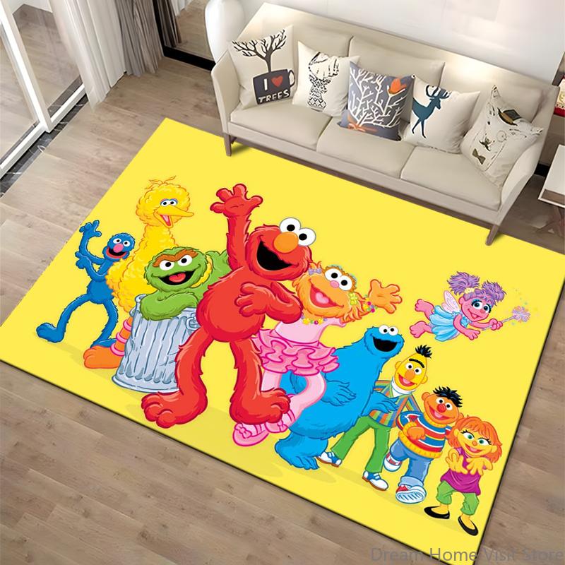 15 Sizes S-Sesame S-Street Theme Carpet Rug for Living Rooms Bedroom Entrance Door Decor Mat, Kids' Play Non-slip Mat Great Gift