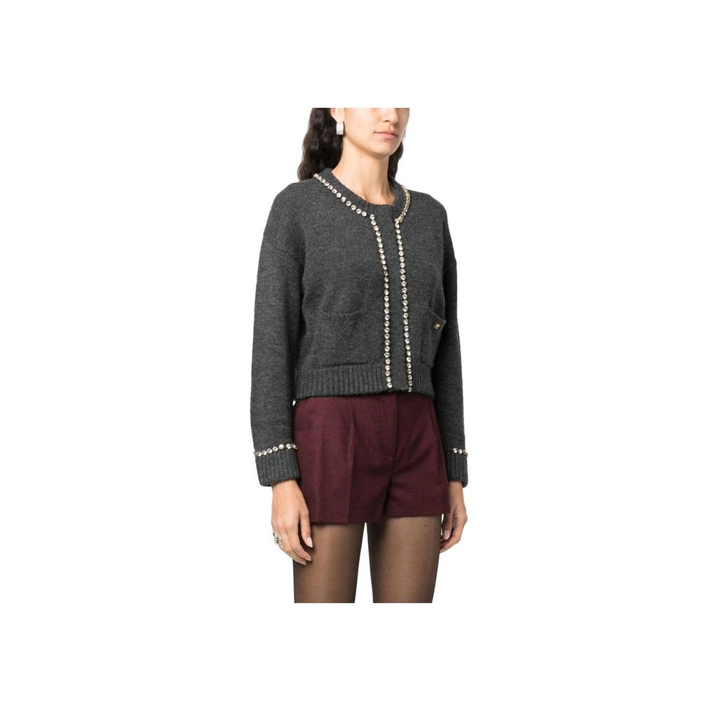 PINKO Solid Color Round Neck Fitted Long Sleeve Sweater Women sweater Gray 102115A18O-I90