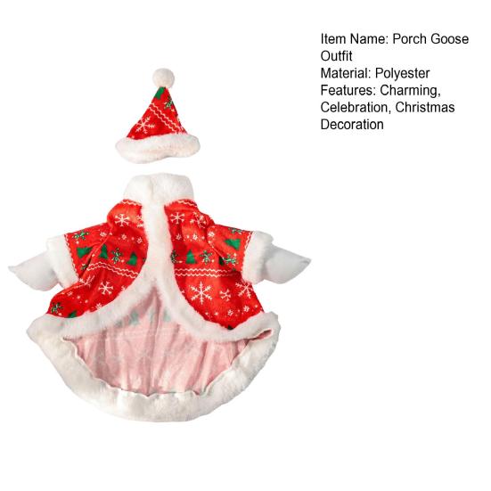 Christmas Goose Outfit Cute Porch Goose Clothes with Hat for 23" Goose Statue Outdoor Holiday Goose Costume for Patio Yard Lawn Decor