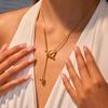 GEMCHIC Women's Geometric Round Pendant Stainless Steel Chain Y-Shaped Long Necklace Fashion Minimalist Accessory