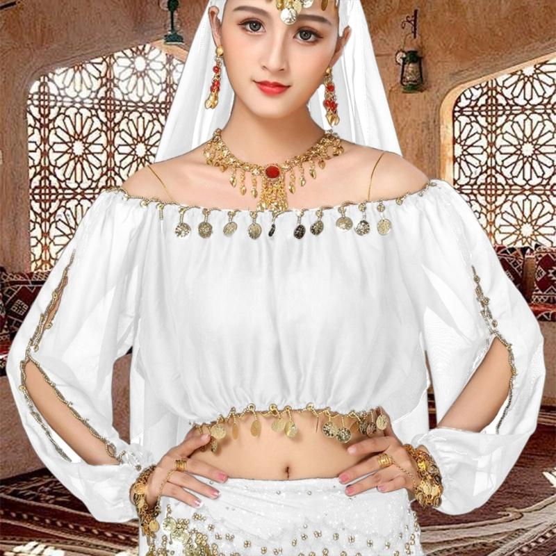 Women Belly Dance Costume Belly Dance Outfits Belly Dance Coins Tops Belly Dancing Crop Top for Halloween Party Stage
