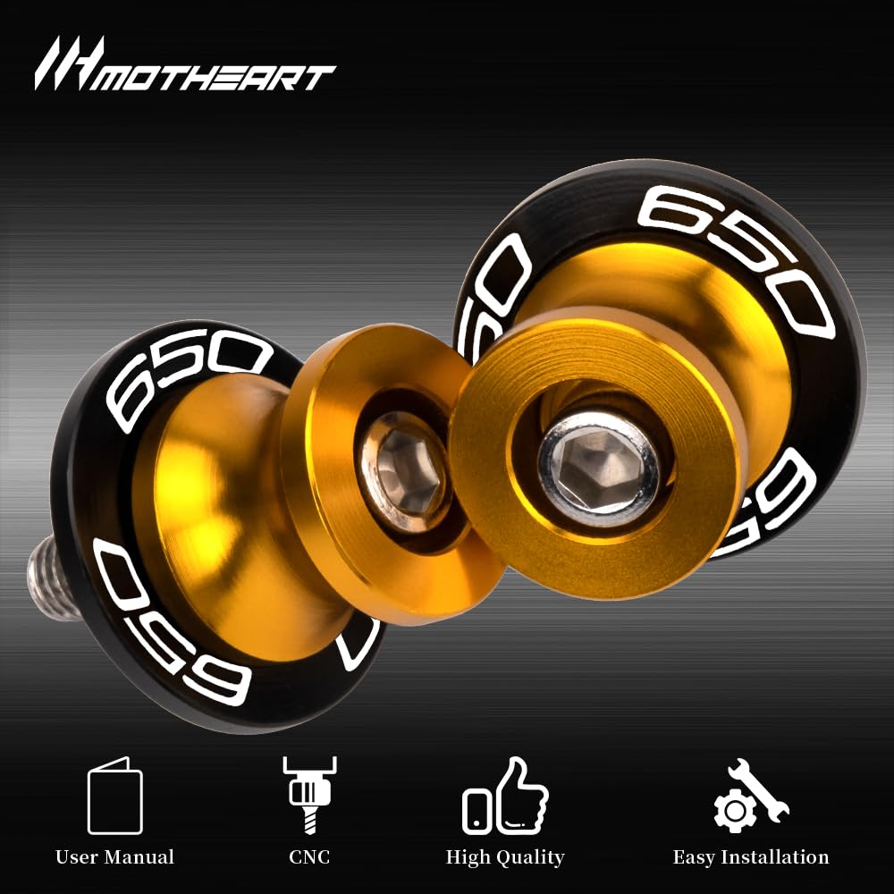 MotHeart M8 Swingarm Bobbin Compatible with Z650RS 2022-2025 Paddock Stand Shock Absorber Protective Slider "See Below" z650rs Part (Gold)