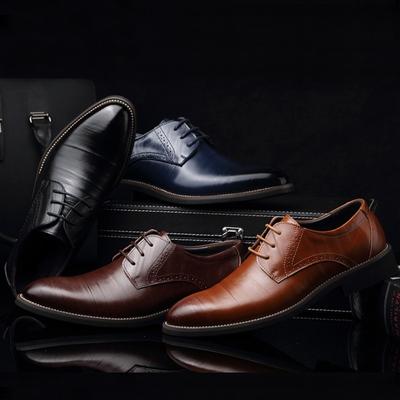 Men'S Cowhide Leather Shoes Fashion Trendy Shoes Pointed Toe Single Shoes Business Men'S Shoes Large Size Leather Shoe