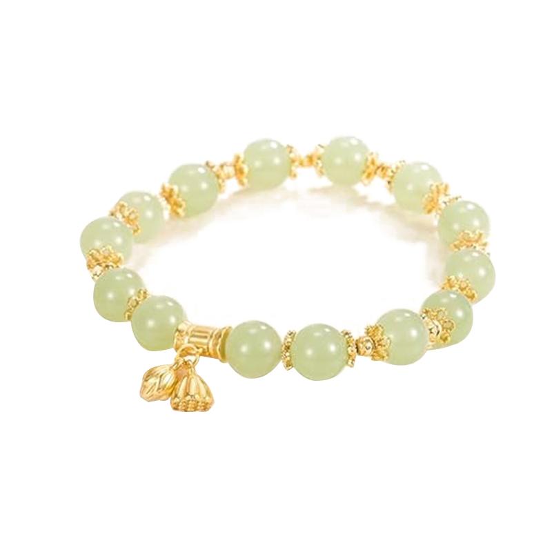 New Chinese Style Jade Bracelet Natural Jade Bamboo Beaded Bracelet For Women Exquisite Lucky Hotan Jade Bracelet