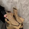 Fashion Autumn Winter Square Toe Slim Women Ankle Boots Street Style Party Short Plush Shoes High Heel Short Botas Mujer