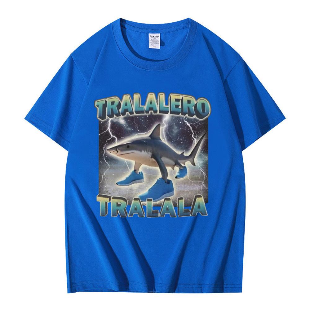 Tralalero Tralala Funny Shark Italian Brainrot Meme T-shirt Men Clothing Fashion Humor T Shirts Unisex Summer Cotton T Shirt Top