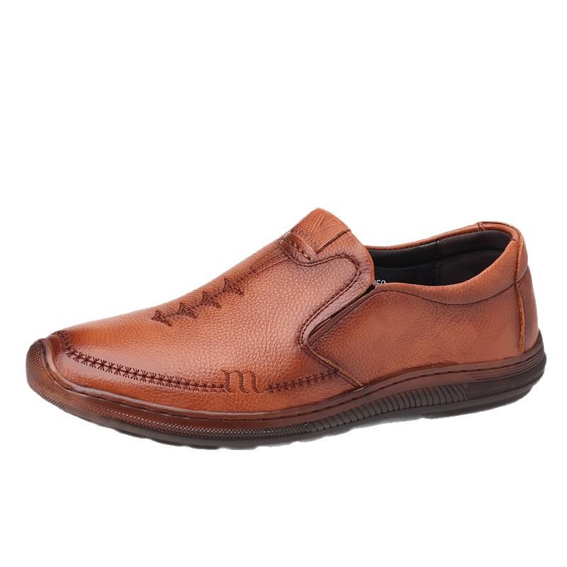 Solid Color New Designer Leather Shoes for Men Spring Autumn Fashion Casual Driving Shoes Male Soft Sole Non-slip Loafers Man