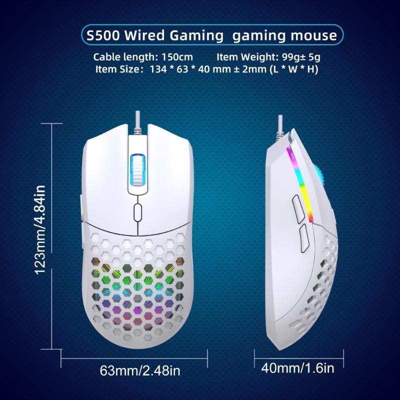 RGBs Illuminates Cord Opticals Mouse Hollows Design 6 Programmable Button 6400DPI For Desktop Office Gaming