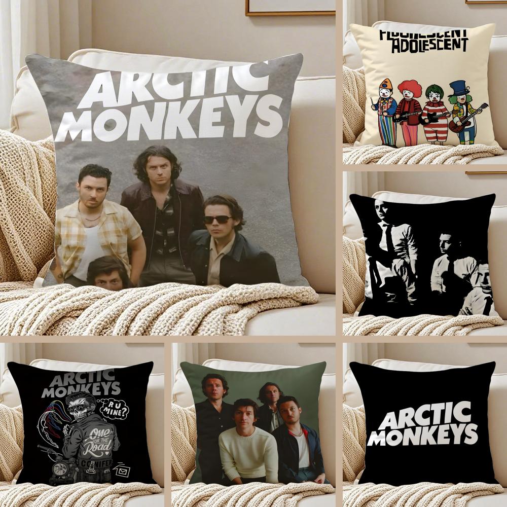 Fashion Cool A-Arctic Monkeys Band Iconic Cushion Cover Pillowcase Anti-Dustmite Invisible Zipper Short Plush Sofa Cushion