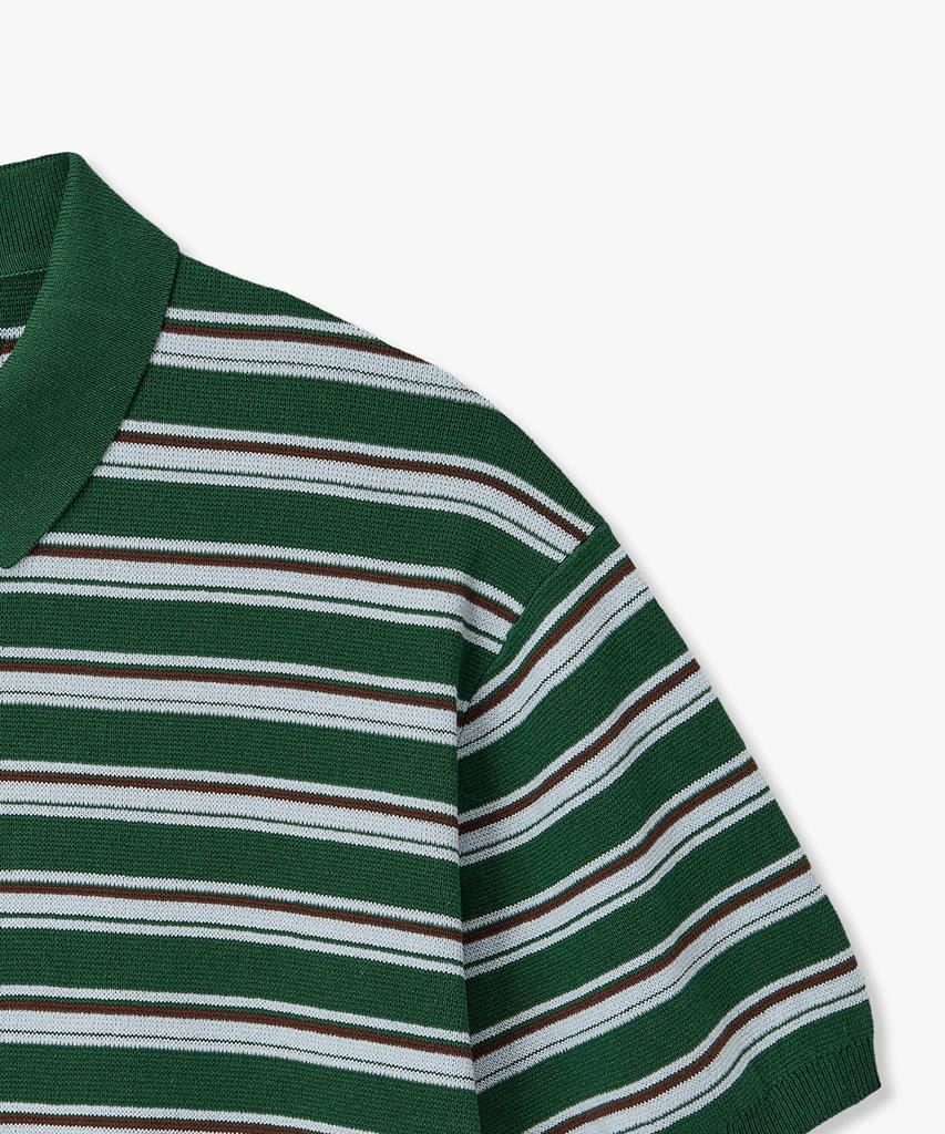 MAN ON THE BOON Striped Short Sleeve Polo Knit_Green 4716113037