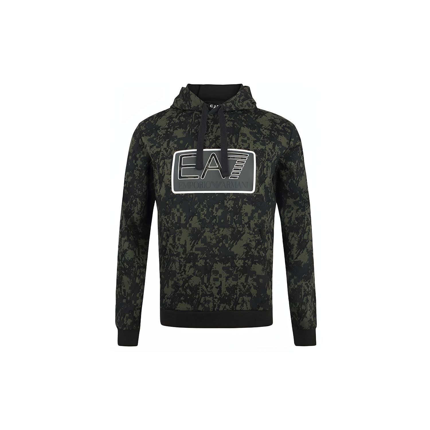 Emporio Armani EA7 Splash Logo Print Hooded Long Sleeve Sweatshirt Men sweatshirt Green 6ZPM13-PJF6Z-2814 M