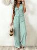 Sleeveless V-Neck Romper Shorts with Floral Print and Tie Detail in Light Blue