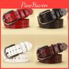 Classic Leather Belt For Women With Alloy Buckle And Hollow Decor For Casual Street Style